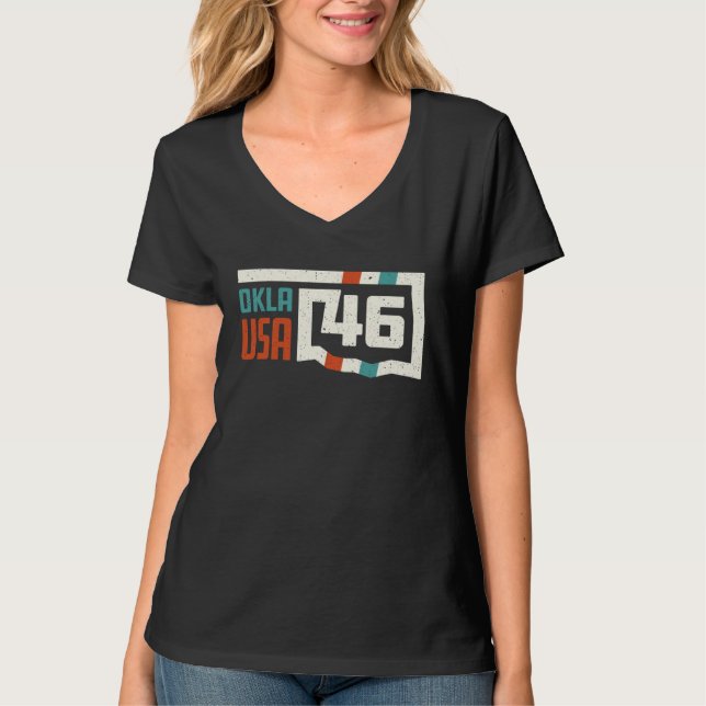 Camiseta Retro Oklahoma State Map Okla USA 46th State Vinta (Anverso)