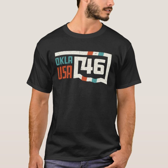 Camiseta Retro Oklahoma State Map Okla USA 46th State Vinta (Anverso)