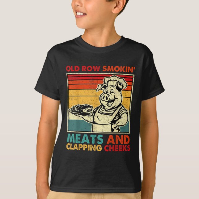 Camiseta Retro Old Row Smoking Meats And Clapping Cheeks Fu (Anverso)