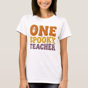 Camiseta Retro One Spooky Teacher Groovy Halloween