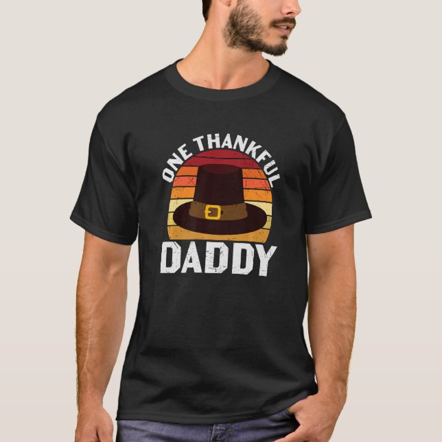 Camiseta Retro One Thankful Daddy Father Papa Thanksgiving  (Anverso)