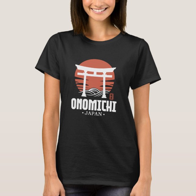 Camiseta Retro Onomichi Japan Torii Gate Japanese Kanji Sou (Anverso)
