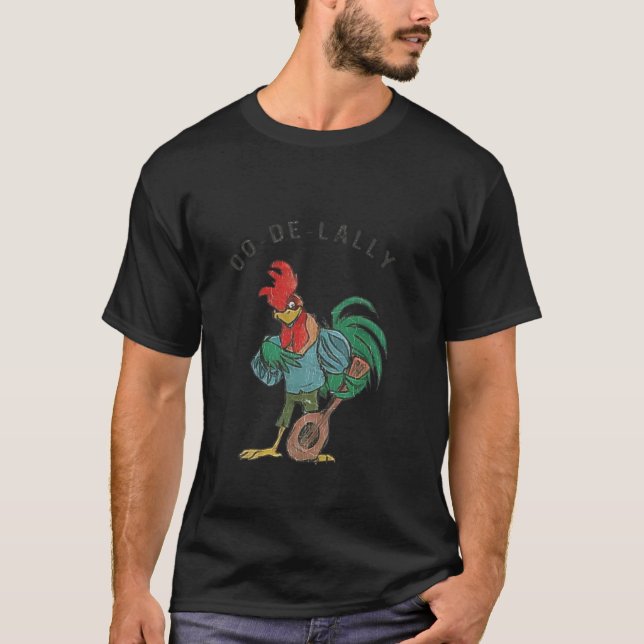 Camiseta Retro Oo de lally Singing Rooster Guitar pollo de  (Anverso)