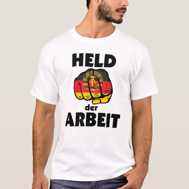 Camiseta Retro Ostalgie DDR Held der Arbeit (Anverso)