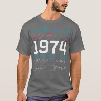 Camiseta Retro Otaku Kanji Vintage 1974 Cumpleaños Ramen An