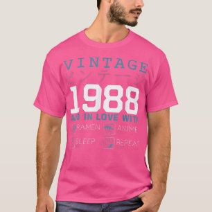 Camiseta Retro Otaku Kanji Vintage 1988 Cumpleaños Ramen An