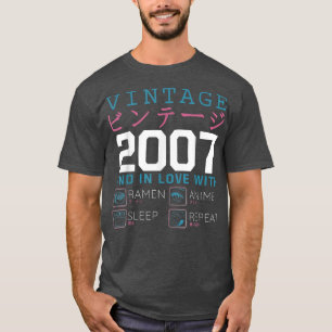 Camiseta Retro Otaku Kanji Vintage 2007 Cumpleaños Ramen An