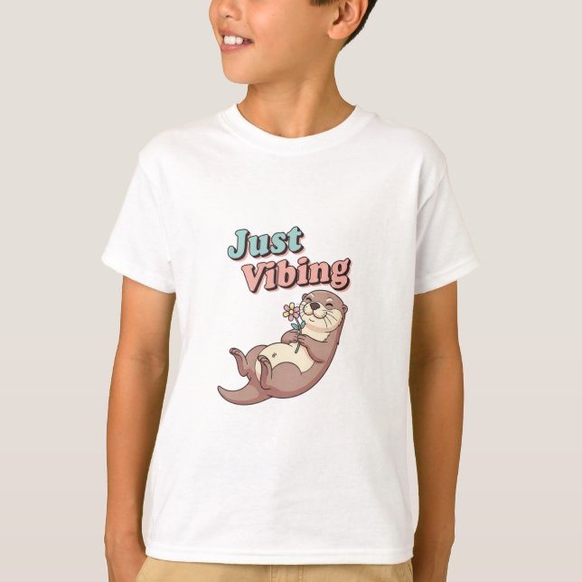 Camiseta Retro Otter Just Vibing Kids T-Shirt (Anverso)