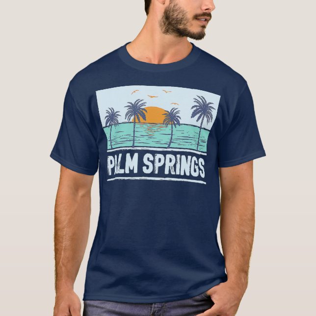 Camiseta Retro Palm Springs California Tropical Sunset (Anverso)