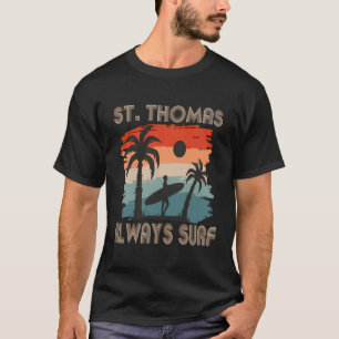 Camiseta Retro Palm Tree Virgin Islands St Thomas Surfing B