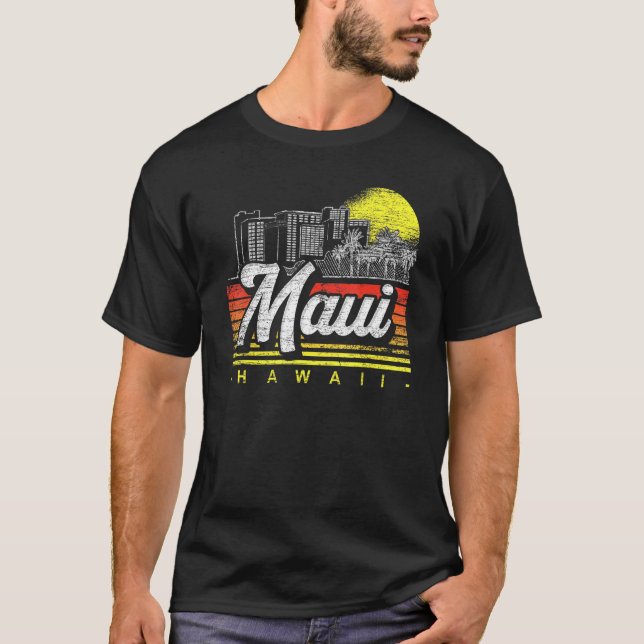Camiseta Retro Palm Trees Tropical Hawaiano Summer Sunset M (Anverso)