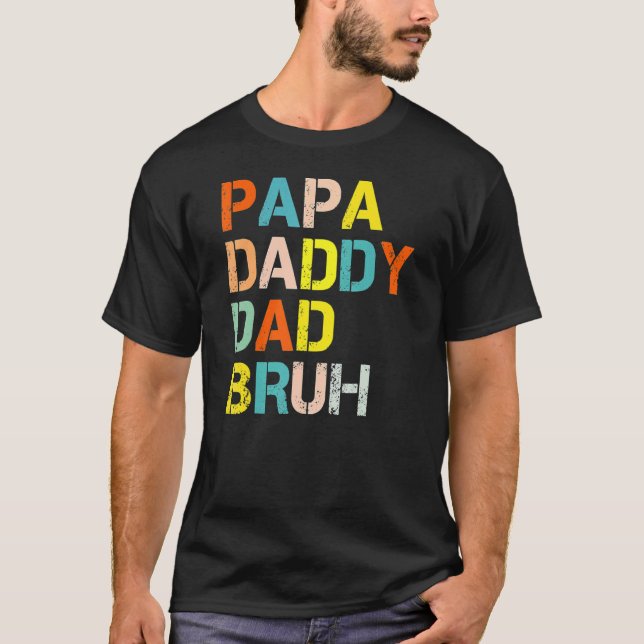 Camiseta Retro Papa Daddy Dad Bruh Día del Padre (Anverso)