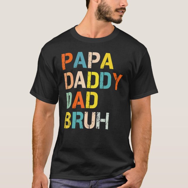 Camiseta Retro Papa Daddy Dad Bruh Día del Padre (Anverso)