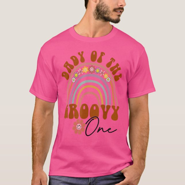 Camiseta Retro Papá de Groovy Uno Familia a Juego 1er Cumpl (Anverso)