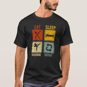 Camiseta Retro Para El Kickboxing Comer Sleep Kickbox Repet
