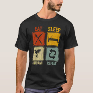 Camiseta Retro Para El Origami Comer El Sleep Origami Repet