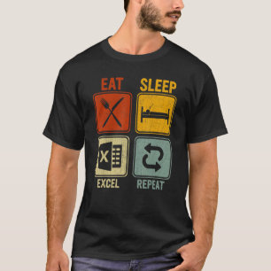 Camiseta Retro Para Excel Experto Comer Sleep Excel Repetir