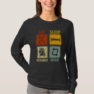 Camiseta Retro para Investigador Comer Dormir Investigar Re