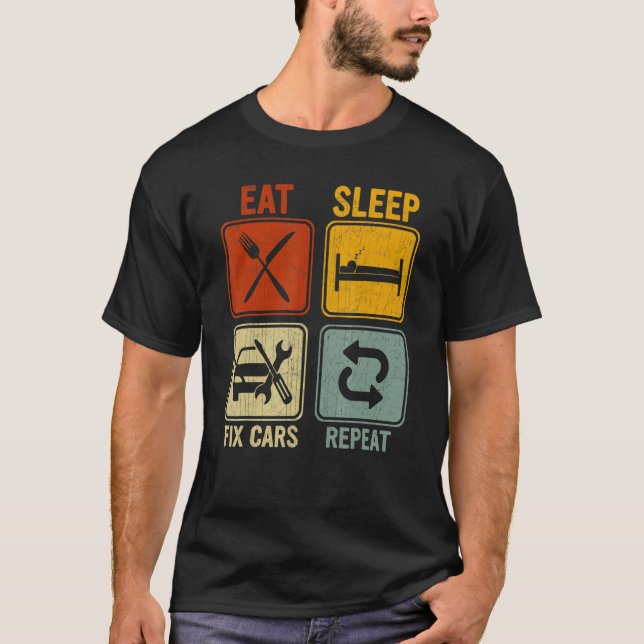 Camiseta Retro Para Los Coches Mecánicos De Fijación Del Su (Anverso)
