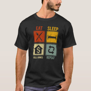 Camiseta Retro Para Realtor Comer Sleep Sell Homes Repetir
