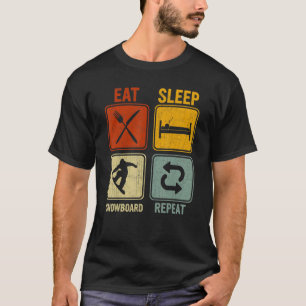 Camiseta Retro Para Snowboarder Comer Sleep Snowboard Repet