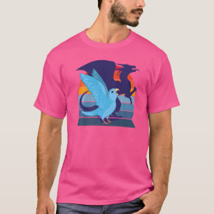 Camiseta Retro Parrot I Dragón alado I Gritando Parr Azul