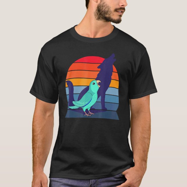 Camiseta Retro Parrot I Howling Wolf I Gritando Turquesa (Anverso)