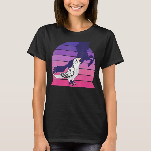 Camiseta Retro Parrot I Unicorn I Gritando a Budgie Blanca  (Anverso)