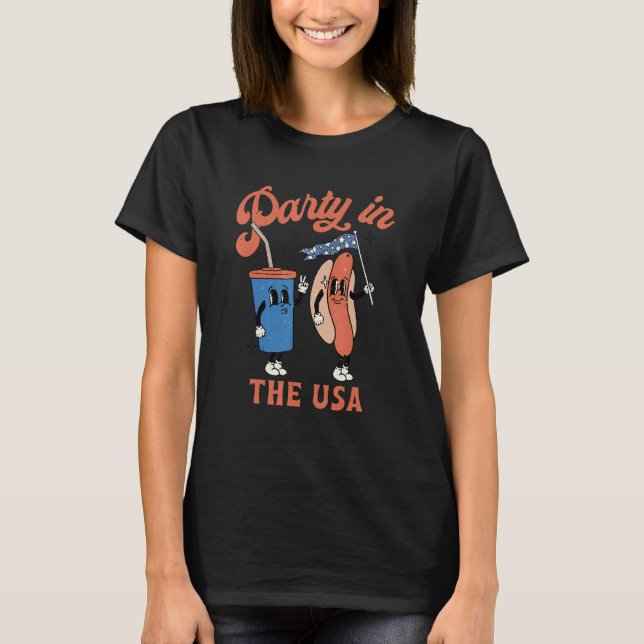 Camiseta Retro Party In The Usa 4th Of July America Patriot (Anverso)