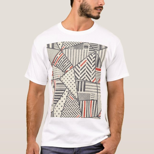 Camiseta Retro Patchwork: Resumen de diseño geométrico (Anverso)