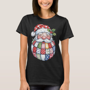 Camiseta Retro Patchwork Santa Claus Navidades Preppy Merry