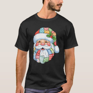 Camiseta Retro Patchwork Santa Claus Navidades Preppy Merry