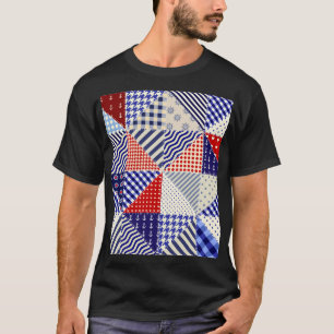 Camiseta Retro Patchwork Triángulos de Estilo Nautico