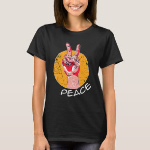 Camiseta Retro Paz Vintage Pare Dedos de la Mano