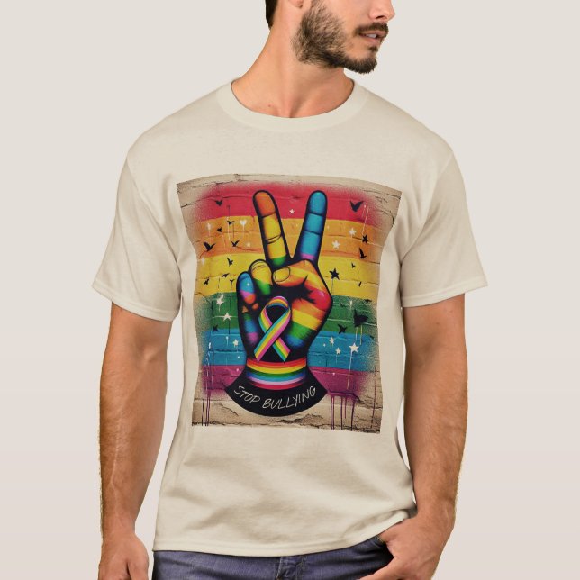 Camiseta Retro Peace Sign Anti-Bullying T-Shirt (Anverso)