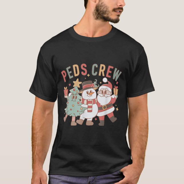Camiseta Retro Peds Crew Christmas Pediatric Nurse Nursing  (Anverso)