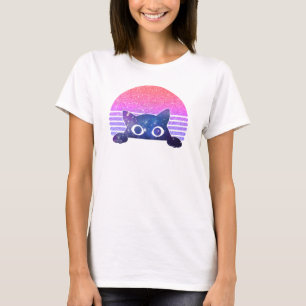 Camiseta Retro Peeking Cute Cat