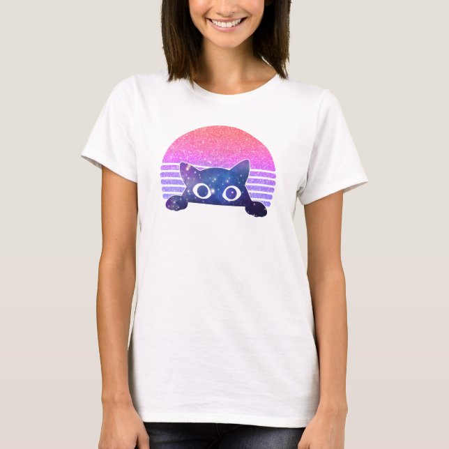 Camiseta Retro Peeking Cute Cat (Anverso)