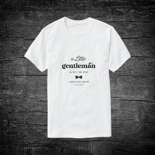 Camiseta Retro Pequeño Caballero Blanco Negro Baby Shower