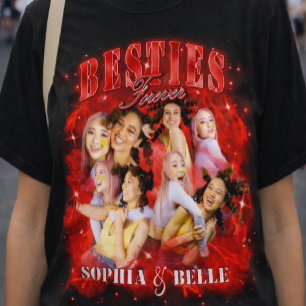Camiseta Retro Personalizada Roja Mejores Amigas 9