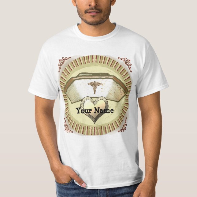 Camiseta Retro personalizado Enfermera Cap T-Shirt (Anverso)
