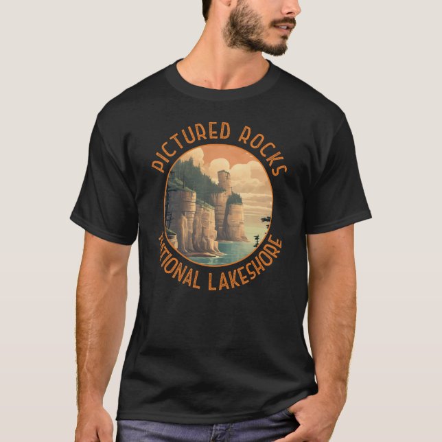 Camiseta Retro perturbado por el lago nacional de Rocas (Anverso)