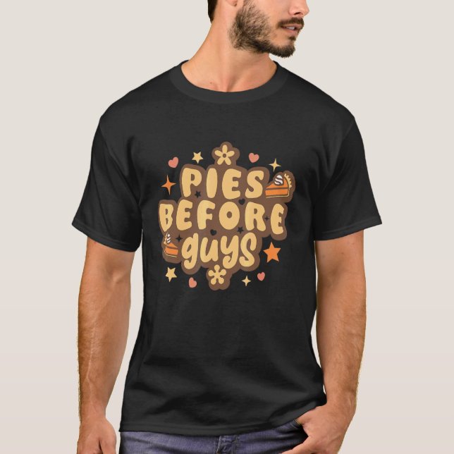 Camiseta Retro Pies before Guys Funny Thanksgiving pies (Anverso)