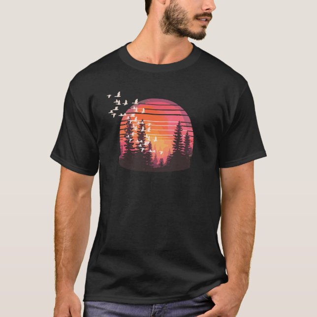 Camiseta Retro Pine Trees Sunset Adventure Shirt (Anverso)