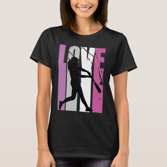Camiseta Retro Pink Live Love Entrenador de béisbol Mujeres (Anverso)