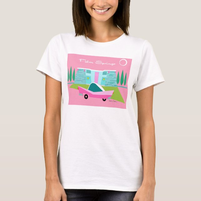 Camiseta Retro Pink Palm Springs (Anverso)