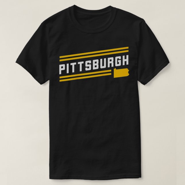 Camiseta Retro Pittsburgh City Stripes Amarillo Pennsylvani (Diseño del anverso)