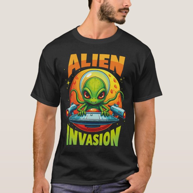 Camiseta Retro Pixel Alien Invasion (Anverso)