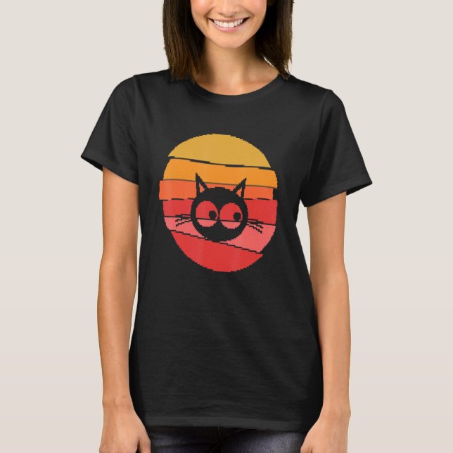 Camiseta Retro Pixel Art Cat Design Animal Friends Cat Love (Anverso)