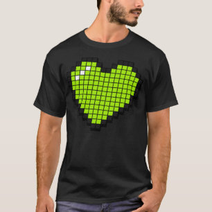 Camiseta Retro Pixel Heart Neon Green 3D RxTp